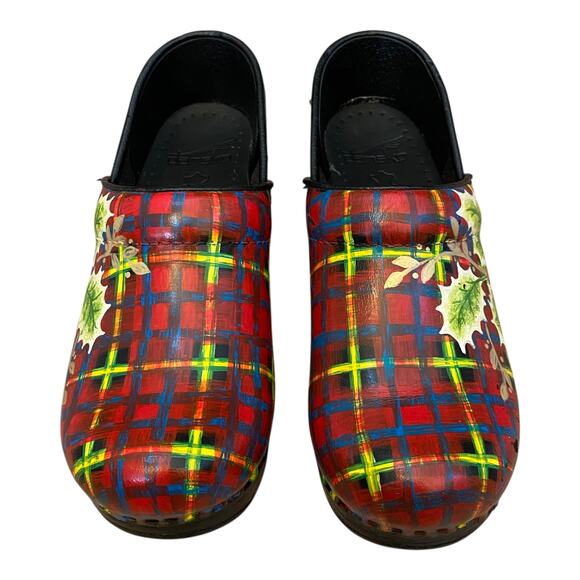RARE 7/50 Carol Weber Hand-Painted Dansko Professional Holly Plaid Clogs EU 35 - Picture 4 of 16
